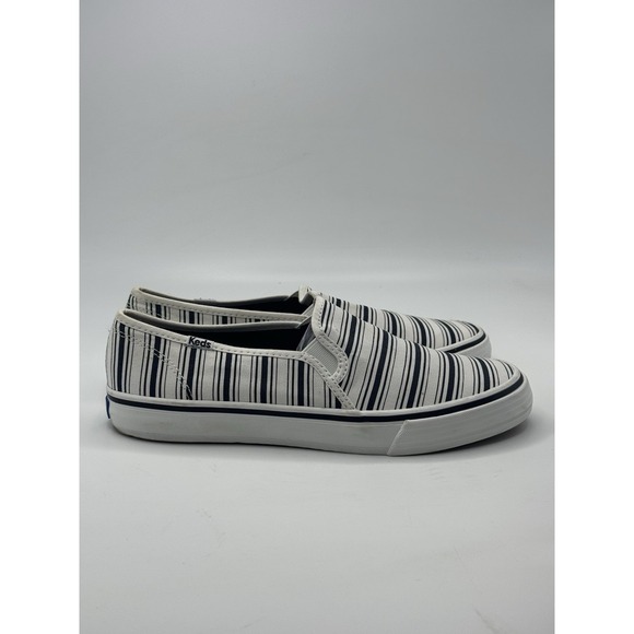 Keds Shoes - Keds Women's Double Decker White/ Navy Stripe Casual Slip On Shoes Sz 8.5